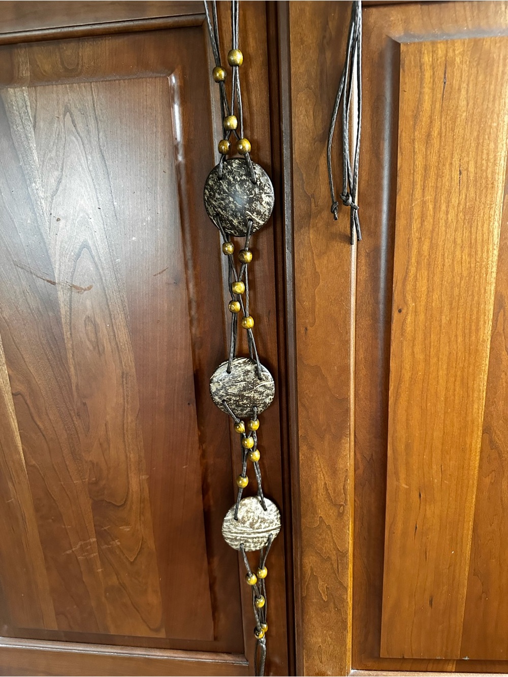 Boho Coconut Disk tie belt with Wooden Beads